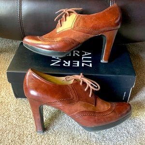 Brown leather 2.5” booties Naturalizer. Worn a few times - excellent condition